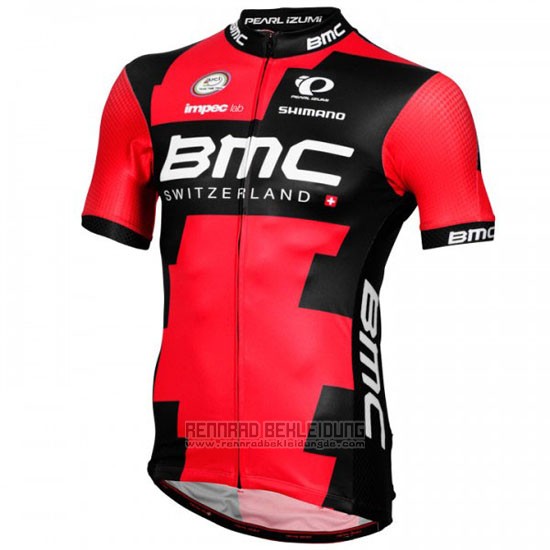 2016 Fahrradbekleidung BMC Shwarz und Rot Trikot Kurzarm und Tragerhose